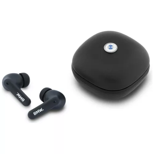 BMW Bluetooth TWS bőr fülhallgató Metal Logo ENC fekete
