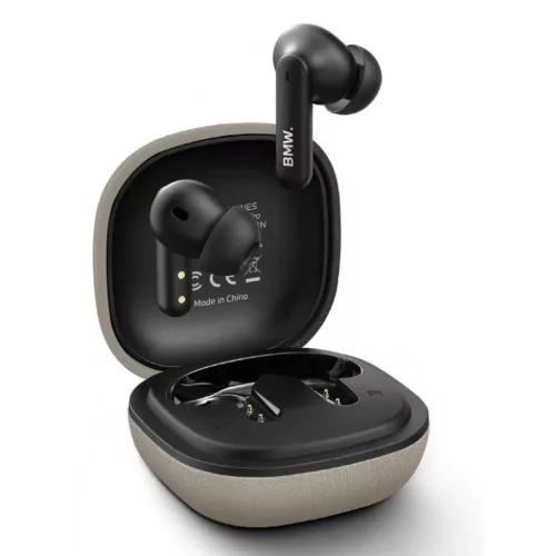 Taupe Bluetooth TWS fülhallgató BMW bőr fém logó ENC