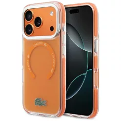   iPhone 17 Pro Max Lacoste ütésálló átlátszó matt MagSafe tok narancssárga