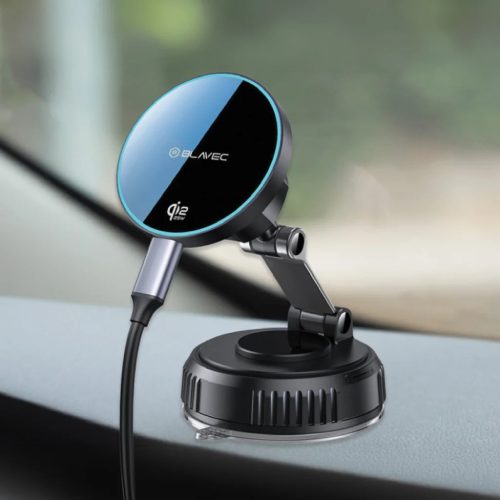 Blavec Autós tartó BHC-02 Qi2 25W vákuum mágneses indukciós töltővel szélvédőre (BHC02-QI2PMWIB) fekete tok
