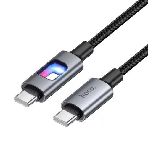 LED Kábel USB C to USB C Hoco 3A 60W 1,2 m U144 fekete