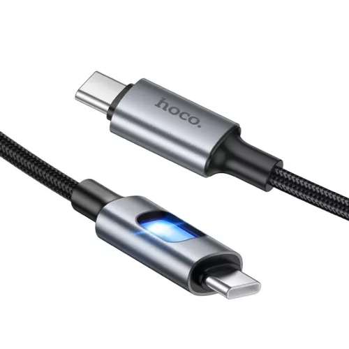 LED Kábel USB C to USB C Hoco 3A 60W 1,2 m U144 fekete