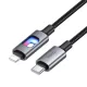 USB C - Lightning LED kábel Hoco PD 27W 1,2 m U144 fekete