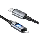 USB C - Lightning LED kábel Hoco PD 27W 1,2 m U144 fekete