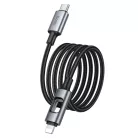 USB C - Lightning LED kábel Hoco PD 27W 1,2 m U144 fekete