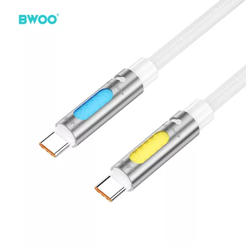 X325C-C 240W Szupergyors Töltő és Adatkábel RGB Világítással Fehér