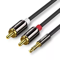 3.5mm - 2 x RCA Audio Kábel UGREEN AV116, 1m, Fekete
