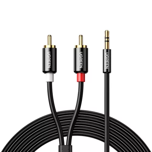 3.5mm - 2 x RCA Audio Kábel UGREEN AV116, 1m, Fekete