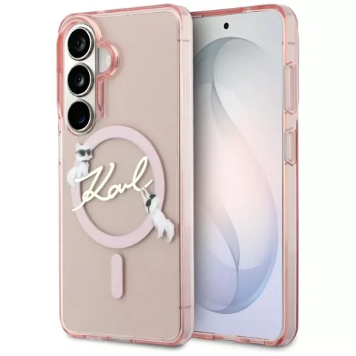 Samsung Galaxy S26 Pink Karl Lagerfeld IML Choupette Karl Script Logo Mágneses tok