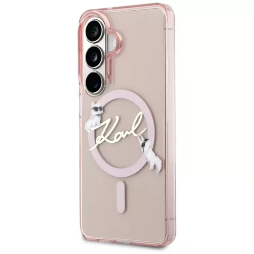 Samsung Galaxy S26 Pink Karl Lagerfeld IML Choupette Karl Script Logo Mágneses tok