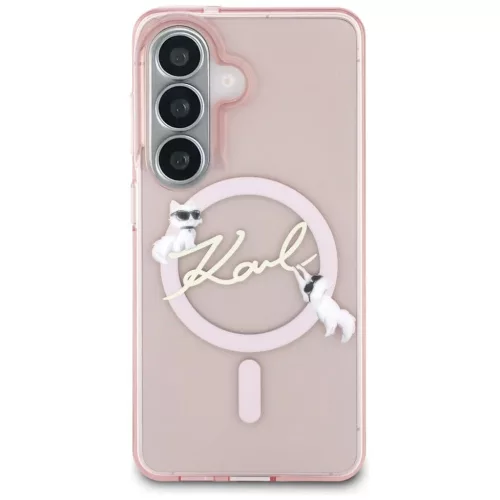 Samsung Galaxy S26 Pink Karl Lagerfeld IML Choupette Karl Script Logo Mágneses tok