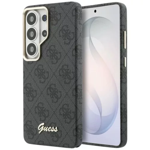 Samsung Galaxy S26 Ultra fekete Guess PU 4G Script Metal Logo Mágneses Tok