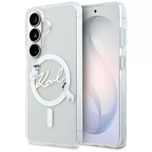 Samsung Galaxy S26 átlátszó Karl Lagerfeld IML Choupette Karl Script Logo Mágneses tok