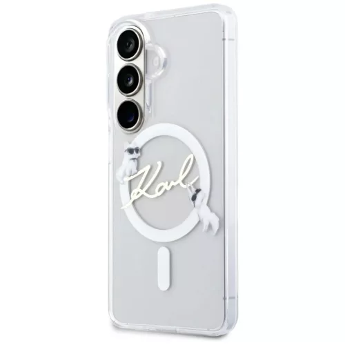 Samsung Galaxy S26 átlátszó Karl Lagerfeld IML Choupette Karl Script Logo Mágneses tok
