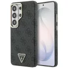 Samsung Galaxy S26 Ultra Fekete Guess PU Bőr 4G Strassz Háromszög Logó Arany Keret Mágneses Tok