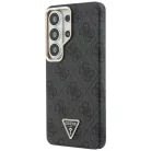Samsung Galaxy S26 Ultra Fekete Guess PU Bőr 4G Strassz Háromszög Logó Arany Keret Mágneses Tok
