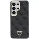 Samsung Galaxy S26 Ultra Fekete Guess PU Bőr 4G Strassz Háromszög Logó Arany Keret Mágneses Tok