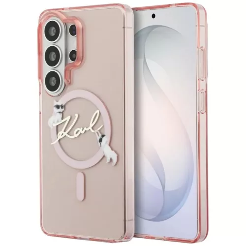 Samsung Galaxy S26 Ultra Rózsaszín Karl Lagerfeld IML Choupette Karl Script Logo Mágneses tok