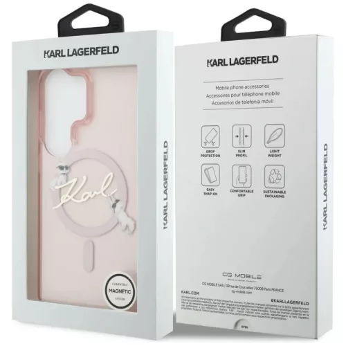 Samsung Galaxy S26 Ultra Rózsaszín Karl Lagerfeld IML Choupette Karl Script Logo Mágneses tok