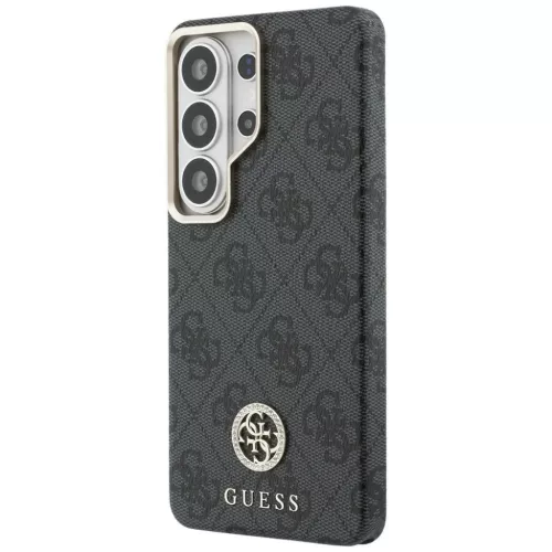 Samsung Galaxy S26 Ultra Fekete Guess PU bőr 4G Strassz Logó Arany Keretes Mágneses tok