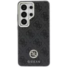 Samsung Galaxy S26 Ultra Fekete Guess PU bőr 4G Strassz Logó Arany Keretes Mágneses tok