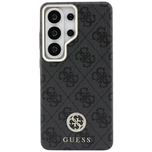 Samsung Galaxy S26 Ultra Fekete Guess PU bőr 4G Strassz Logó Arany Keretes Mágneses tok