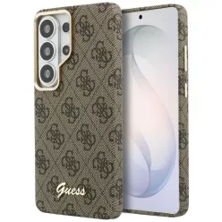   Samsung Galaxy S26 Ultra barna Guess PU 4G Script Metal Logo mágneses tok