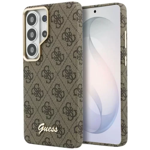 Samsung Galaxy S26 Ultra barna Guess PU 4G Script Metal Logo mágneses tok