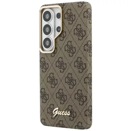 Samsung Galaxy S26 Ultra barna Guess PU 4G Script Metal Logo mágneses tok