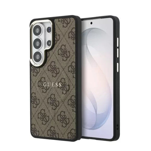 Samsung Galaxy S26 Ultra Barna Guess PU Leather 4G Arany Keretes Mágneses tok