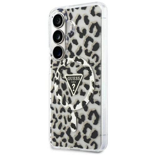 Samsung Galaxy S26 Guess IML Leopárd Mintás Háromszög Tok MagSafe fekete