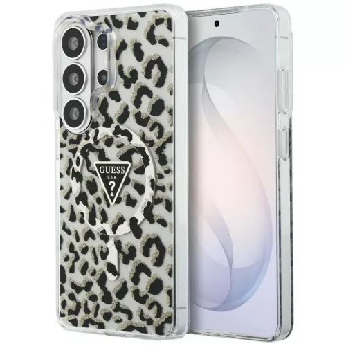 Samsung Galaxy S26 Ultra Guess IML Leopard Print Triangle tok MagSafe fekete