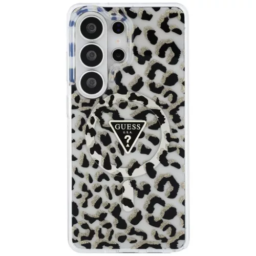 Samsung Galaxy S26 Ultra Guess IML Leopard Print Triangle tok MagSafe fekete