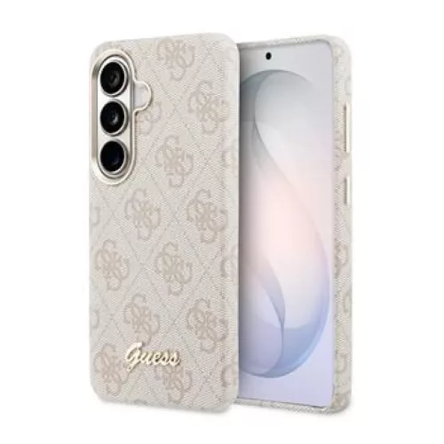 Samsung Galaxy S26 rózsaszín Guess PU 4G Script Metal Logo Mágneses Tok