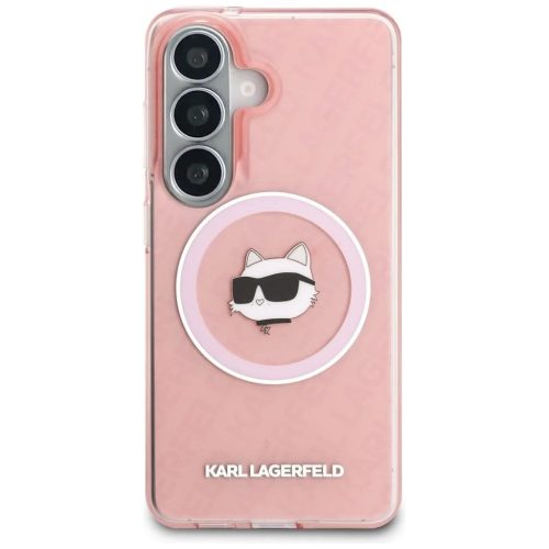 Karl Lagerfeld IML Ismétlődő Choupette MagSafe tok Samsung Galaxy S26 készülékhez rózsaszín tok