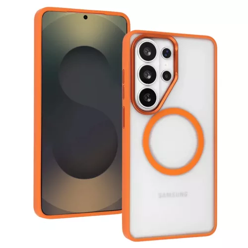 Liavec Soft Case Fémkeret Samsung Galaxy S26 Ultra tok, narancs