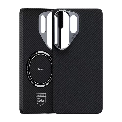 Samsung Galaxy S26 Ultra fekete Benks Mágneses Páncél Air Kevlar Fliptok fém keret 600D (J050) tok