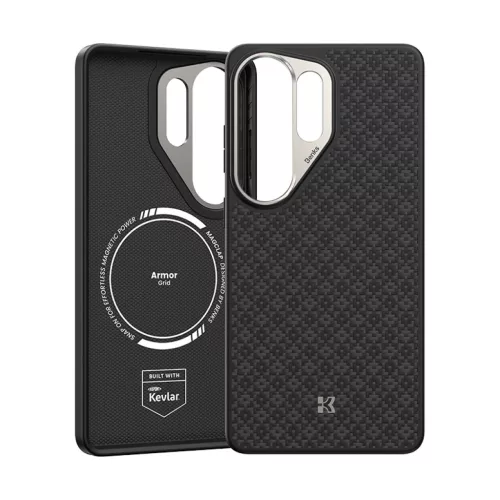 Samsung Galaxy S26 Ultra fekete Benks Magnetic Armor Pro Armor Grid Kevlar Fliptok Metal Frame 600D (H050) tok