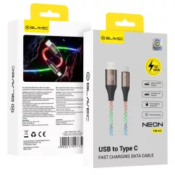   Blavec Kábel Neon - USB to Type-C - QC 3.0 60W 3A 1 méter (CNE-UC3L1) világító RGB