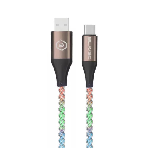 Blavec Kábel Neon - USB to Type-C - QC 3.0 60W 3A 1 méter (CNE-UC3L1) világító RGB