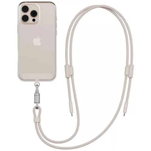 Type-C USB kábel ENERGEA Lasso Lanyard - USB-C 1.5m 240W Homok