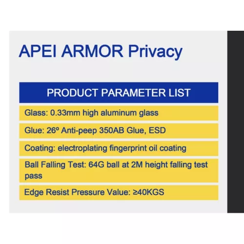 iPhone 17 Pro betekintés gátló üvegfólia Prémium Apei Armor Privacy
