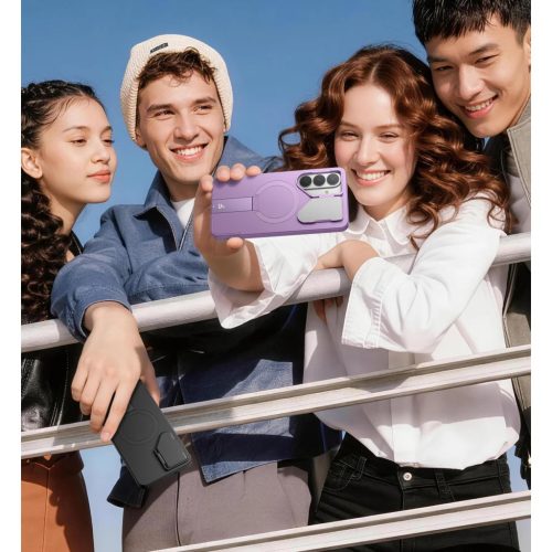 Samsung Galaxy S26 SURITCH Magsafe tok, kihajtható állvánnyal, fekete ütésálló