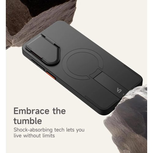 Samsung Galaxy S26 SURITCH Magsafe tok, kihajtható állvánnyal, fekete ütésálló