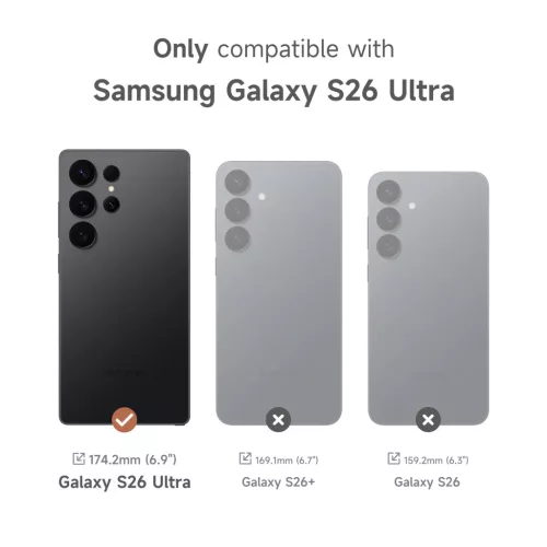 Samsung Galaxy S26 ULTRA SURITCH Magsafe tok, kihajtható állvánnyal, fekete ütésálló