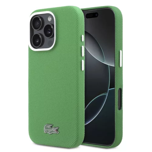 Lacoste PVC Iconic Petit Pique Metal Logo MagSafe tok iPhone 16 Pro Estragon Green tok