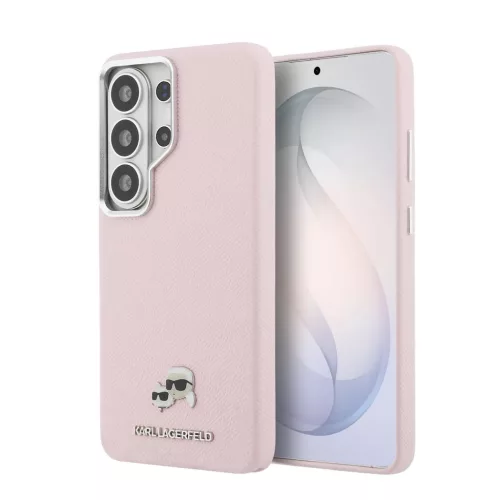 Karl Lagerfeld Grained PU Leather K&CH Heads Mágneses tok Samsung Galaxy S26 Ultra Pink