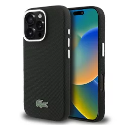   Lacoste PVC Iconic Petit Pique Metal Logo MagSafe tok iPhone 16 Pro fekete