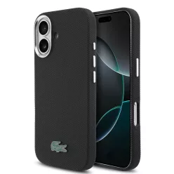   Lacoste PVC Iconic Petit Pique Metal Logo MagSafe tok iPhone 16-hoz Fekete tok