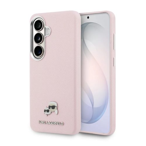 Karl Lagerfeld Grained PU Leather K&CH Heads Mágneses Samsung Galaxy S26 tok Rózsaszín tok